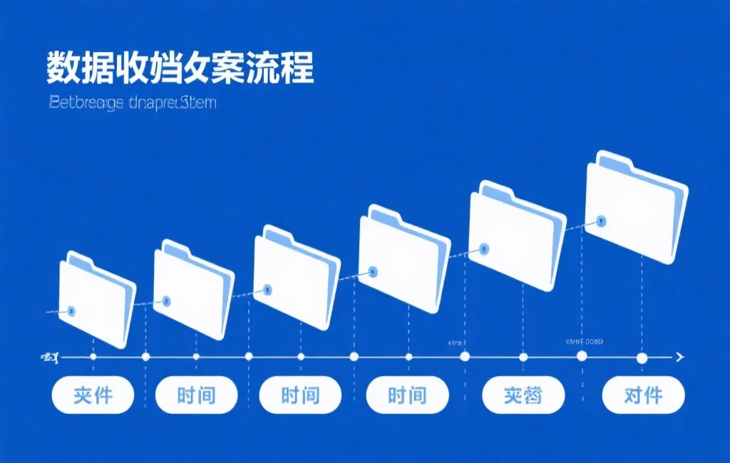 数据归档流程示意图,文件夹与时间轴,专业蓝白配色